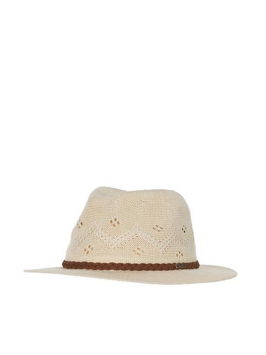 front image of barbour-flowerdale-trilby-hat-cream