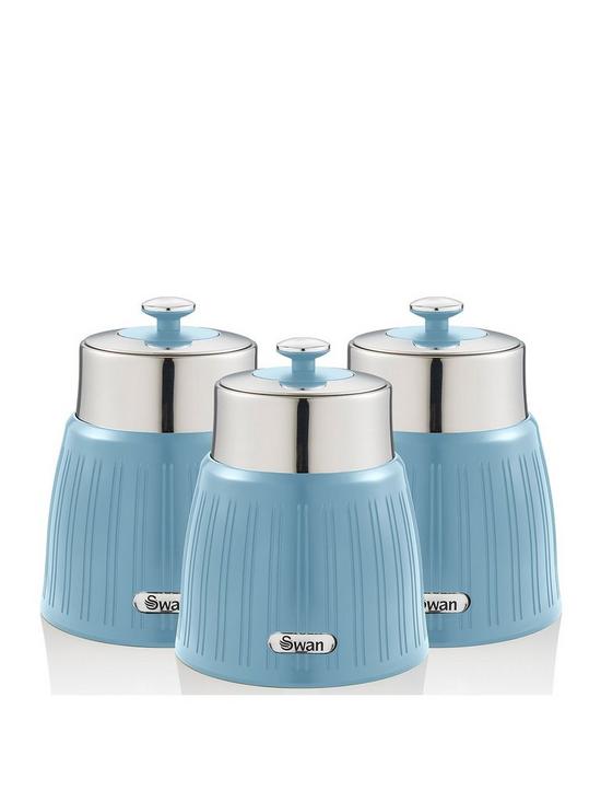 front image of swan-retro-set-of-3-storage-canisters