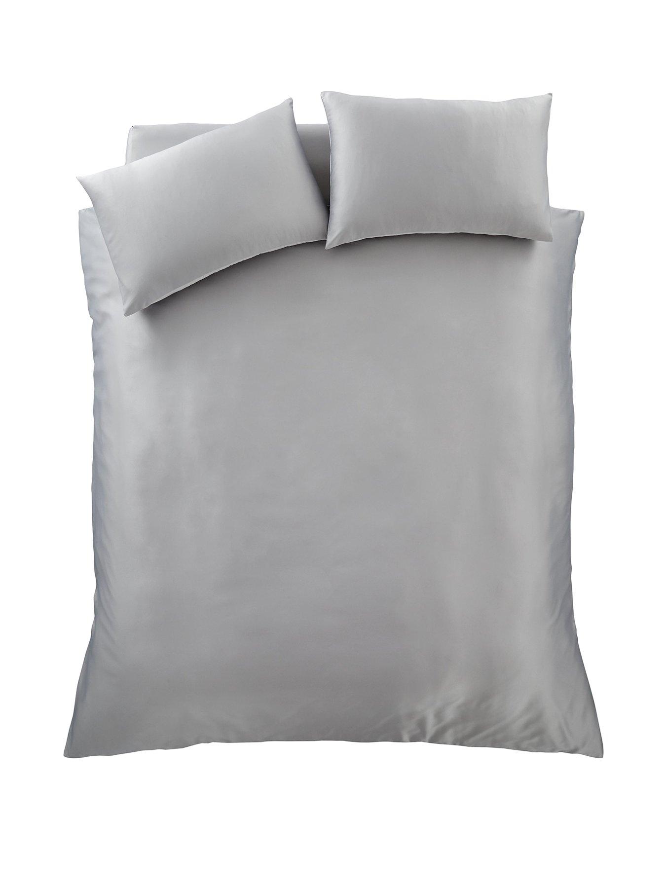Image 2 of 5 of Catherine Lansfield Silky Soft Satin Duvet Cover Set - Silver Grey