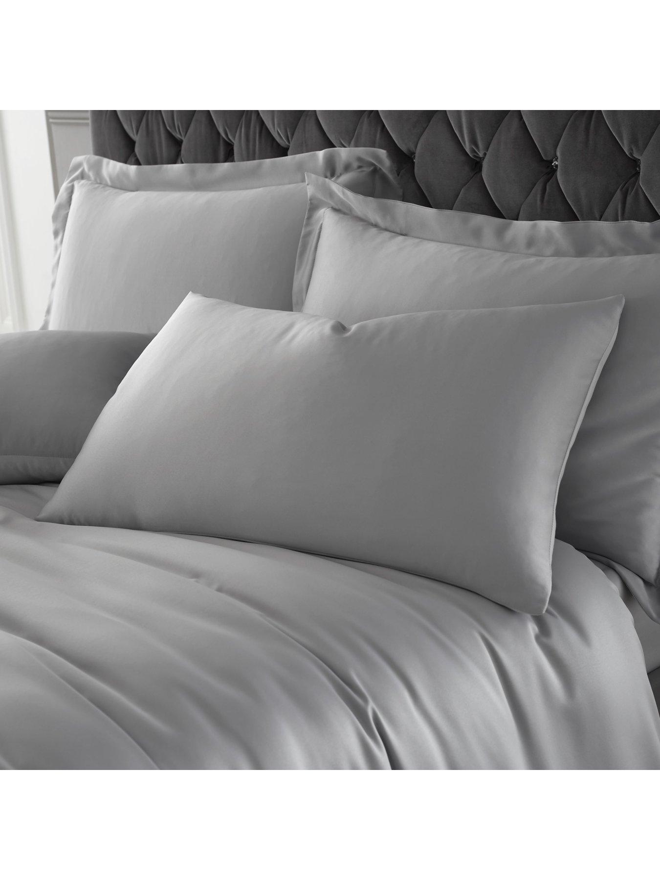 Image 3 of 5 of Catherine Lansfield Silky Soft Satin Duvet Cover Set - Silver Grey