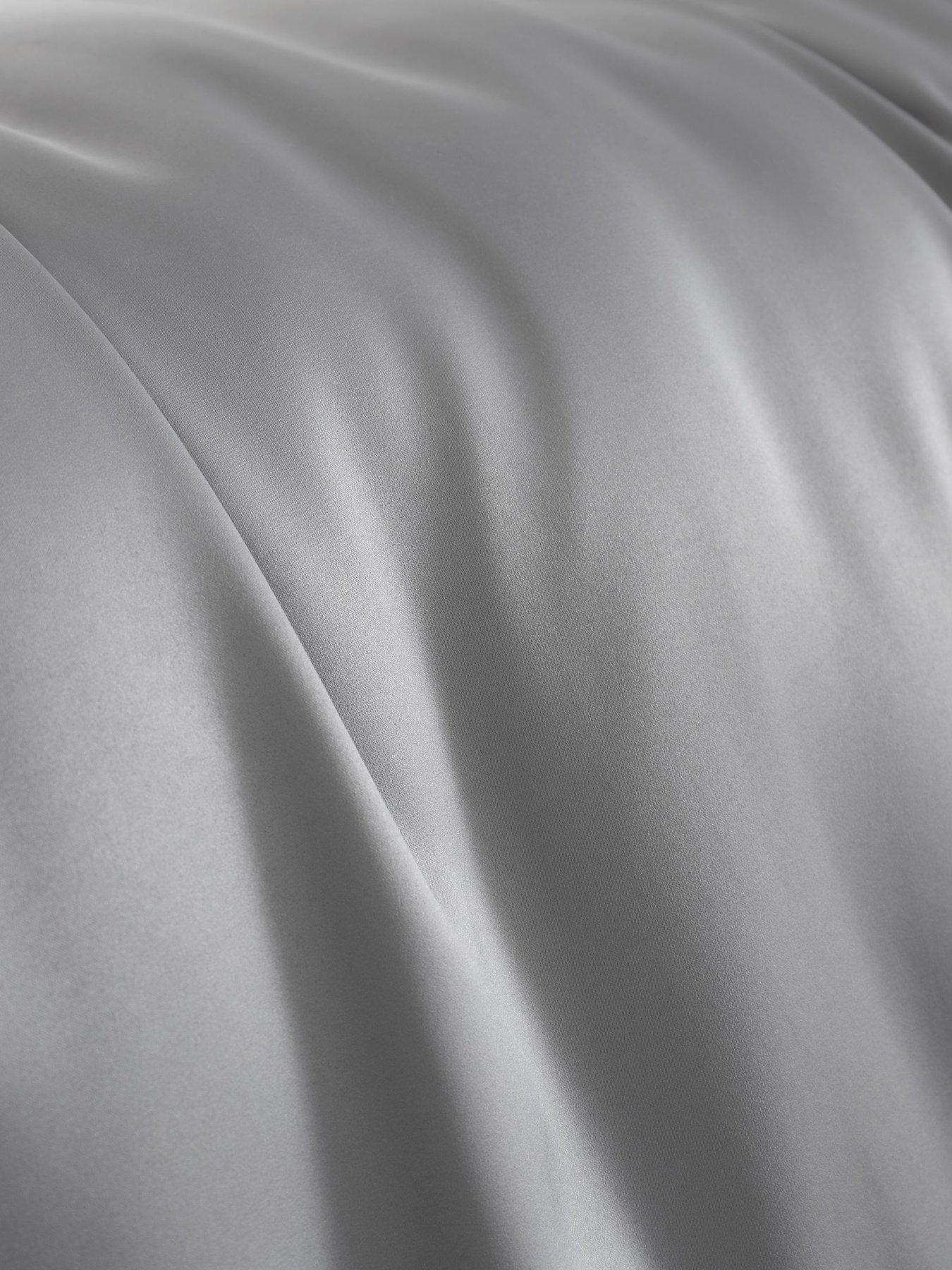 Image 4 of 5 of Catherine Lansfield Silky Soft Satin Duvet Cover Set - Silver Grey