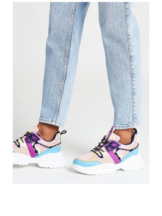 front image of river-island-chunky-colour-mix-lace-up-trainer-multi