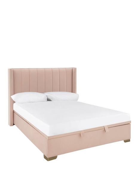 dakota-velvet-ottoman-storagenbspbed-with-mattress-options-rose