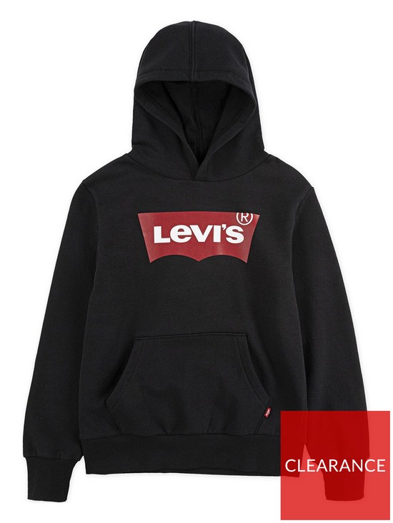 front image of levis-boys-classic-batwing-hoodie-black
