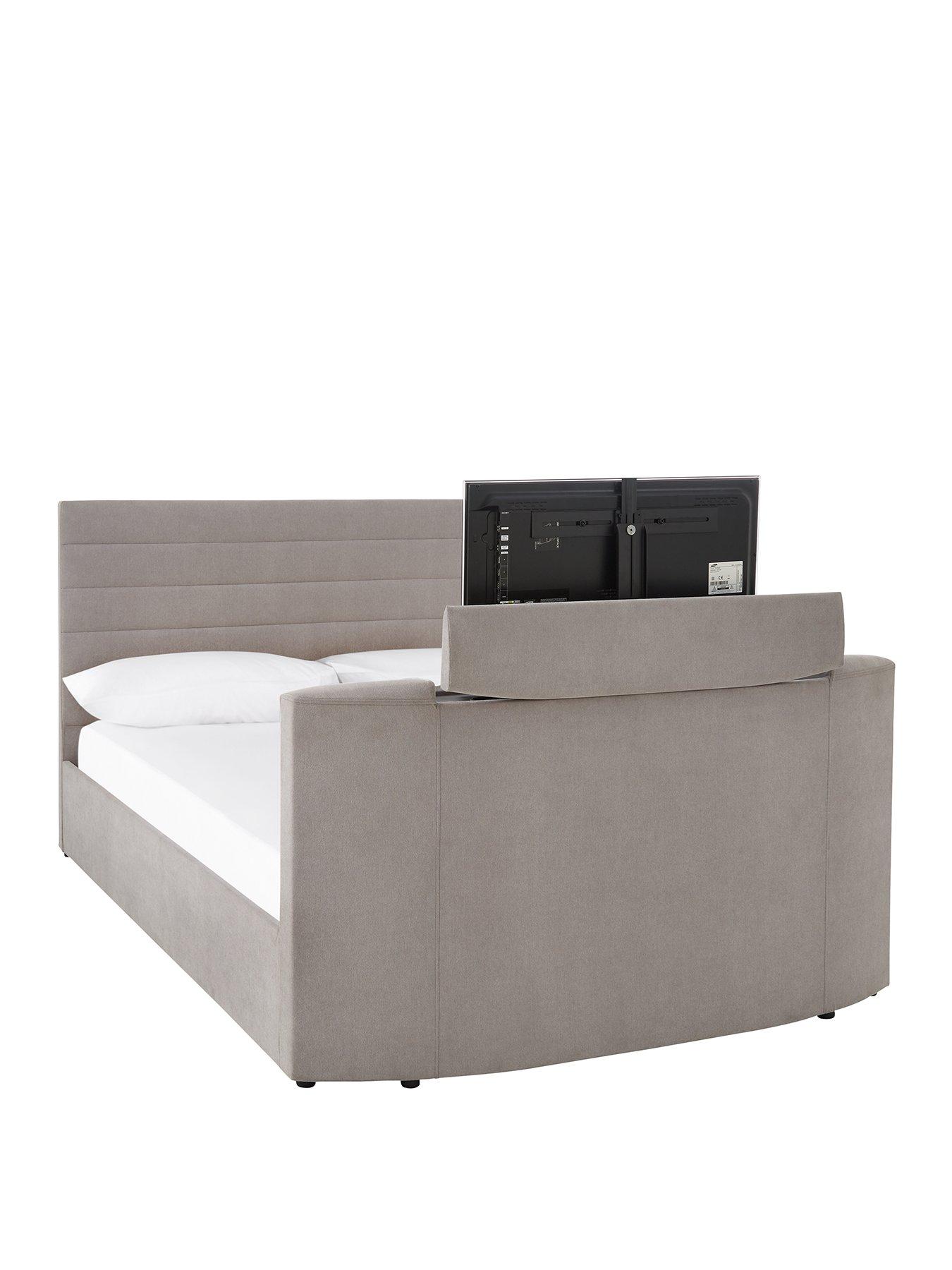 Product photograph of Very Home Kingsley Fabric Tv Bed Frame - Fits Up To 32 Inch Tv - Bed Frame With Memory Mattress from very.co.uk