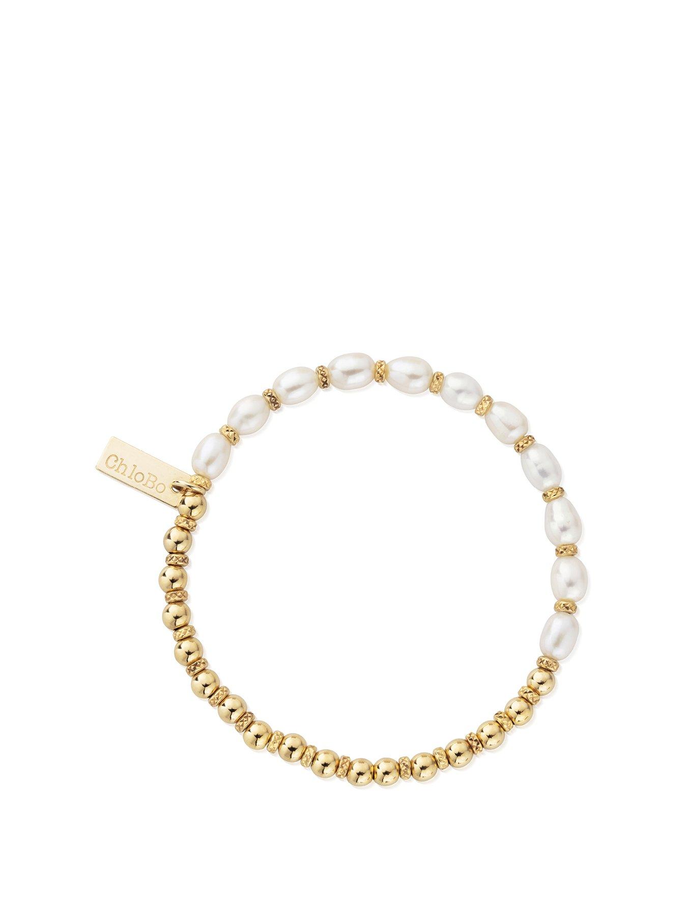 Product photograph of Chlobo Gold Amp Pearl Story Of Love Bracelet from very.co.uk