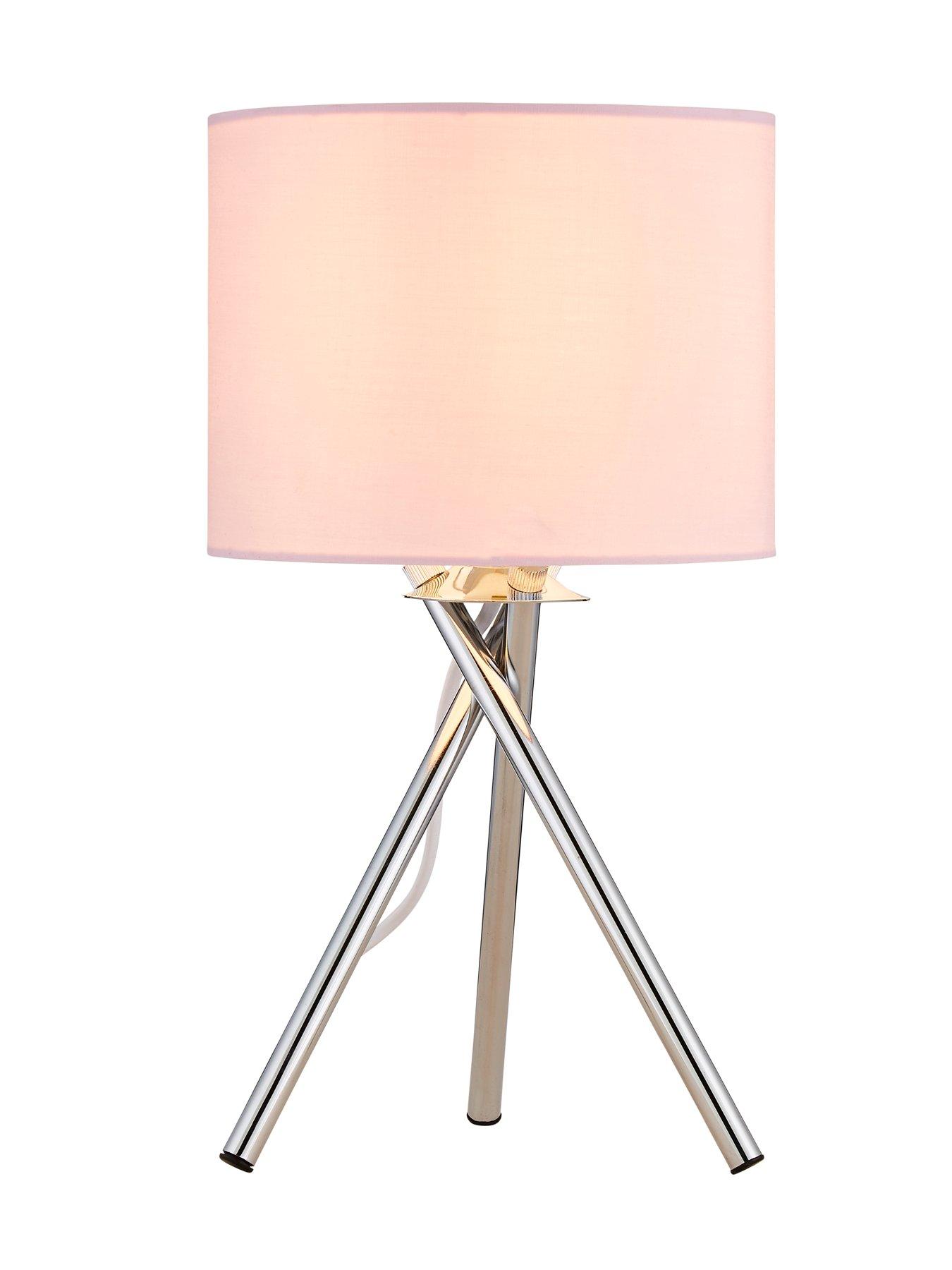 Blush pink store tripod table lamp