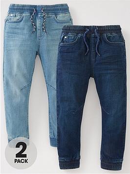 mini-v-by-very-boys-2-pack-pull-on-carrot-fit-jeans-bleach-washmid-wash