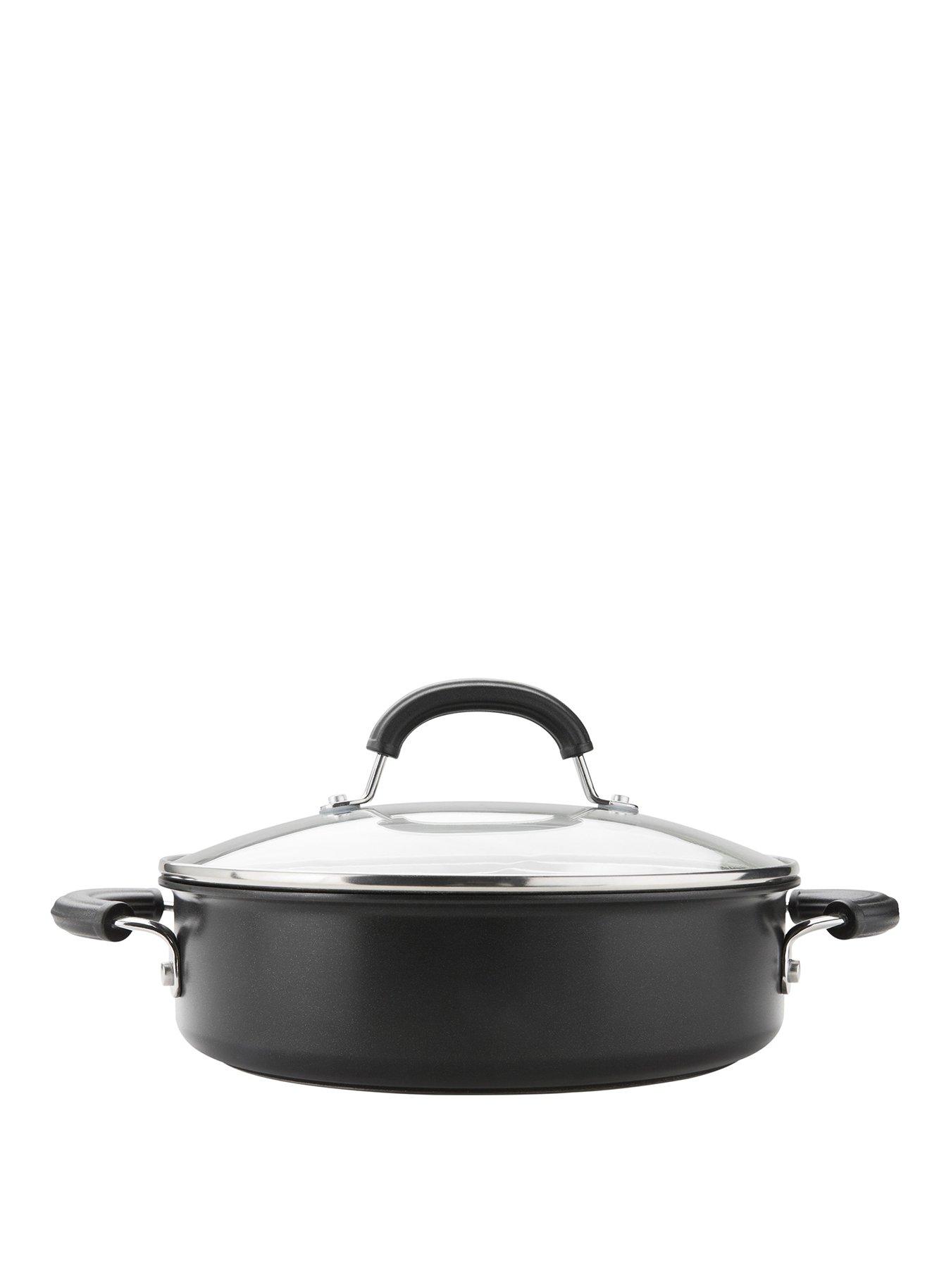 Product photograph of Circulon Total Hard Anodised Induction 28cm 5 Litre Sauteuse Pan With Glass Lid from very.co.uk