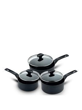 Prestige 9X Tougher Easy Release Non-Stick Induction 3 Piece Pan Set With Glass Lids