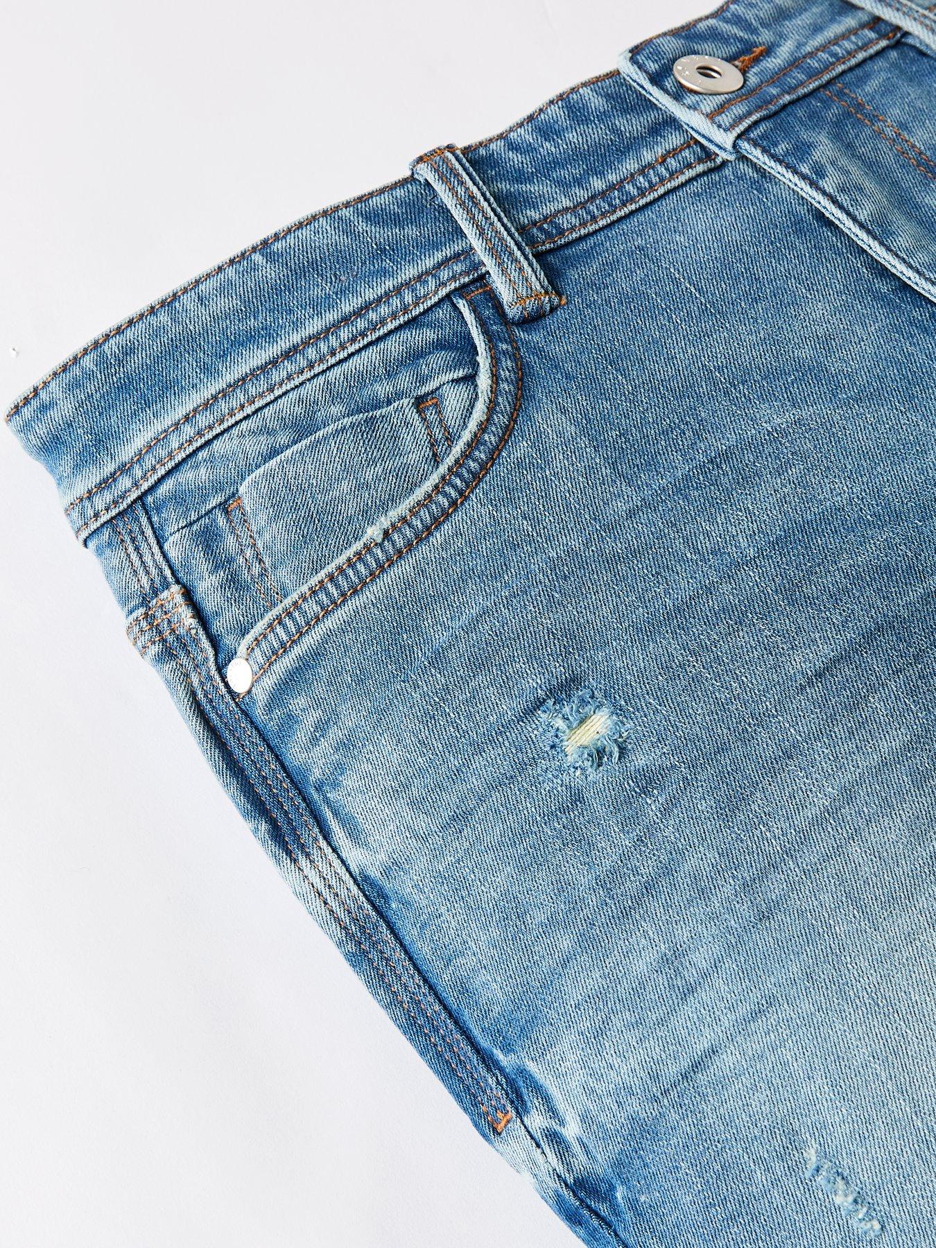 V By Very Boys Slim Fit Rip And Repair Distressed Jean Light Blue Very Co Uk