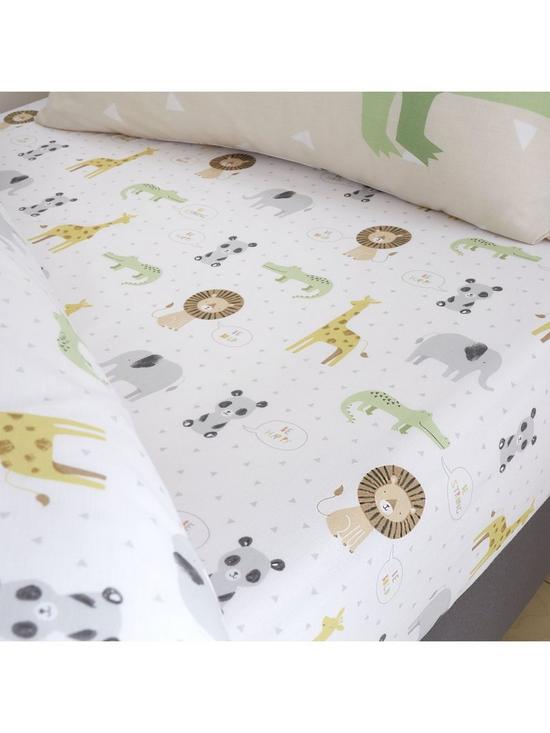 front image of catherine-lansfield-roarsome-animals-fitted-sheet-toddler-multi