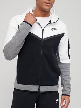 Nike Tech Fleece Full Zip Hoodie - White/Black | very.co.uk