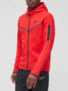 Nike Tech Fleece Full Zip Hoodie - Red | very.co.uk