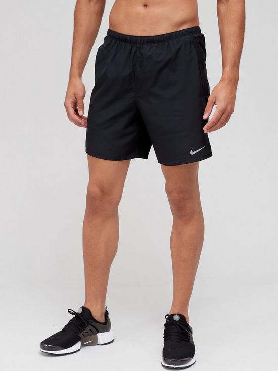 front image of nike-running-dri-fit-challenger-7-2in1-shorts-black