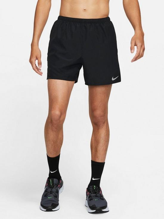 front image of nike-running-dri-fit-challenger-5-shorts-black