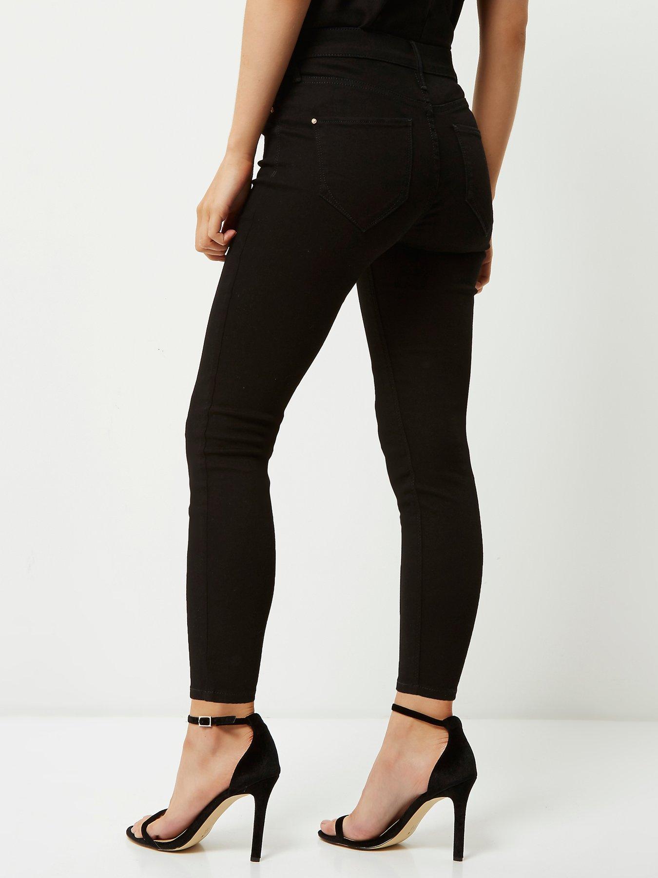 Petite black coated Molly skinny jeans