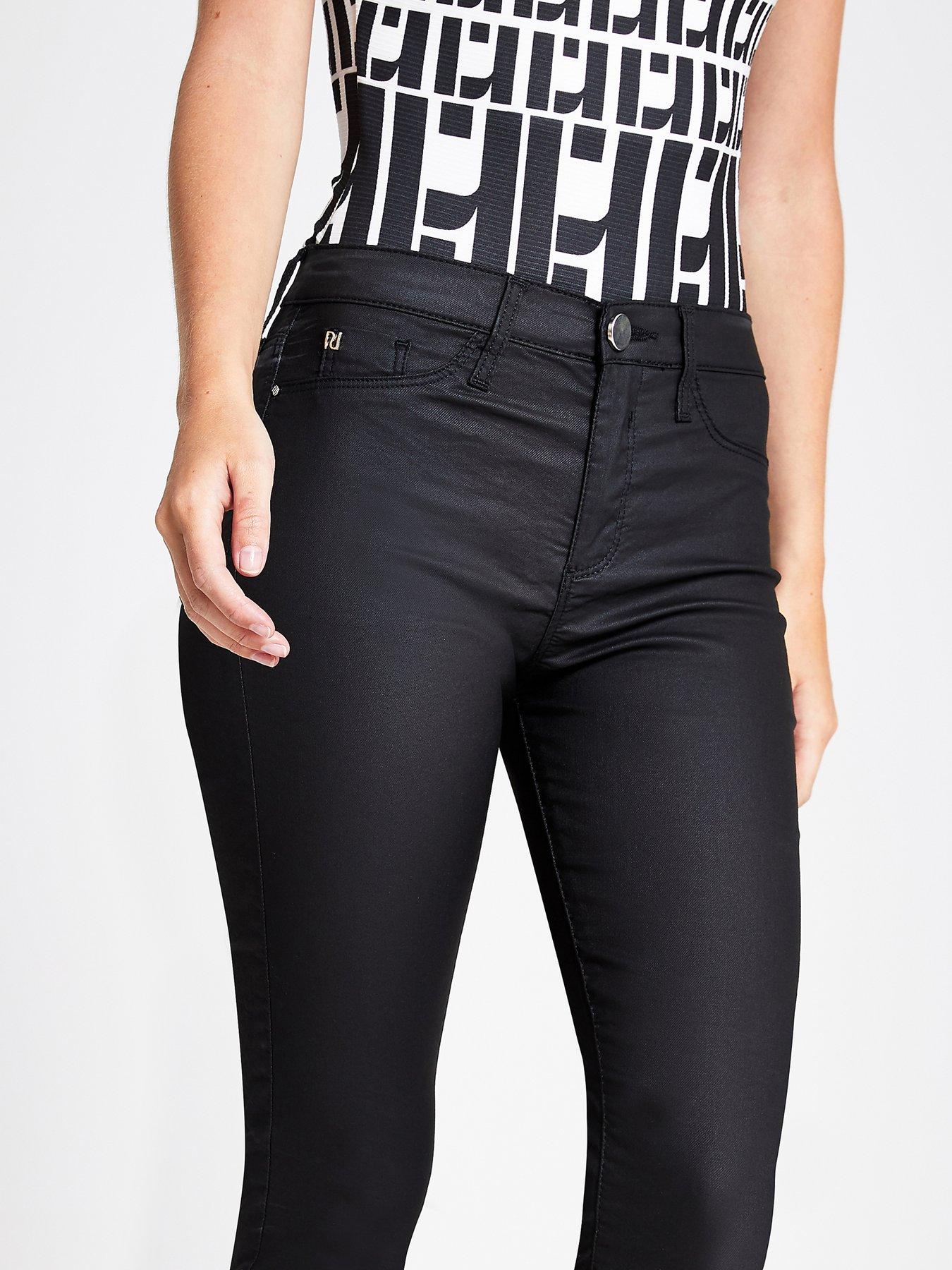 Jeans Coated Mid Rise Molly Jegging - Black
