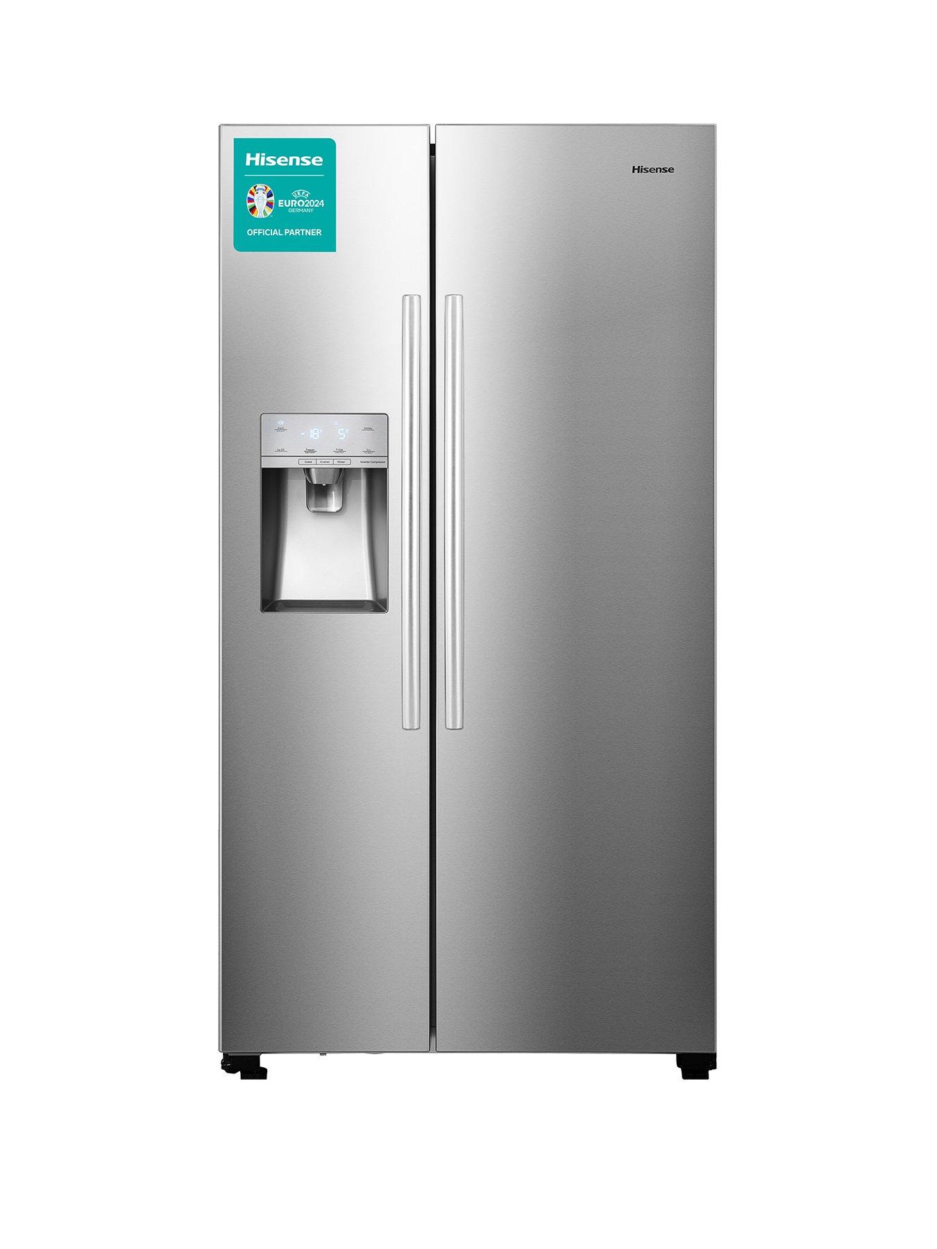 Product photograph of Hisense Rs694n4icf 91cm Wide Total No Frost American-style Fridge Freezer - Stainless Steel Look from very.co.uk