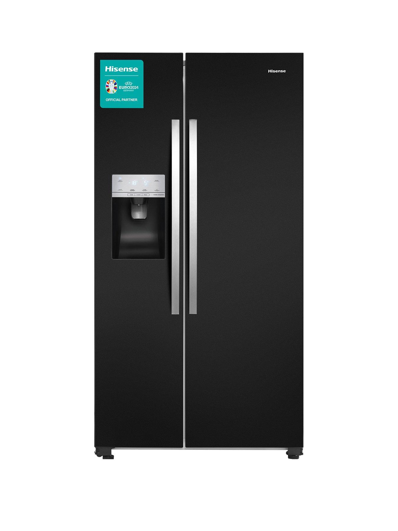 Product photograph of Hisense Rs694n4ibf 91cm Wide Total No Frost American-style Fridge Freezer - Black Look from very.co.uk