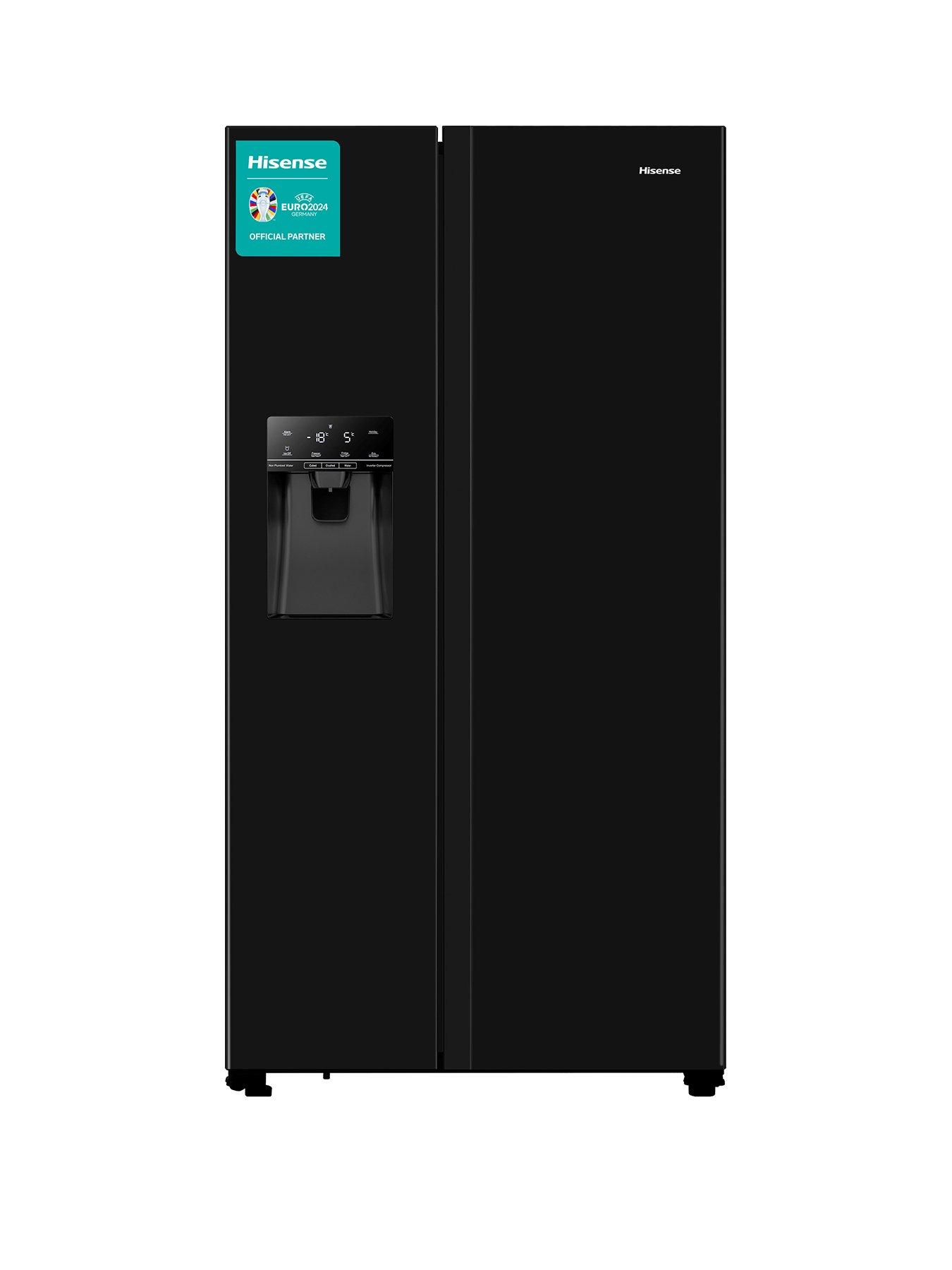 Product photograph of Hisense Rs694n4tbf 91cm Wide Total No Frost American-style Fridge Freezer - Black Look from very.co.uk