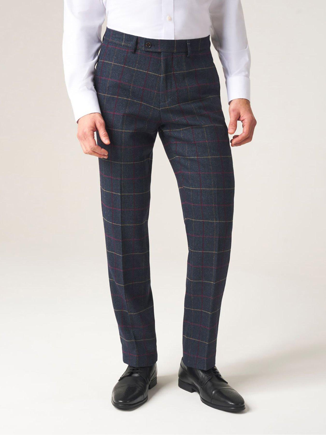 Skopes Doyle Check Tailored Suit Trousers, Check, Size 46, Length Short, Men