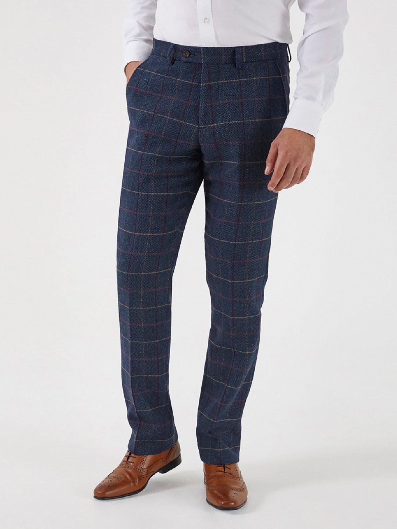 Plus Size Men's Plaid Pattern Casual Long Pant Slim Fit - Temu