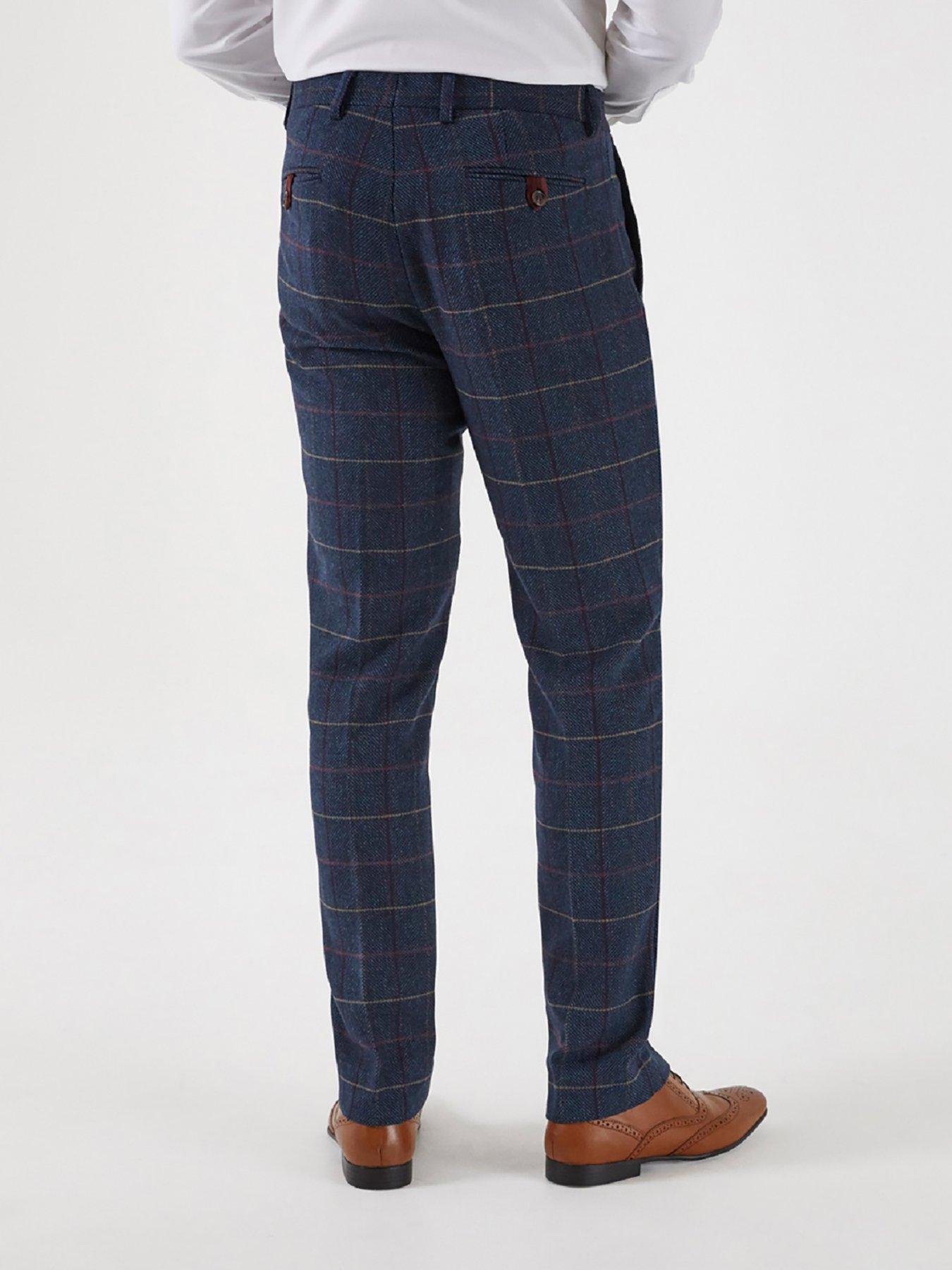 Image 2 of 3 of Skopes Doyle Check Tailored Suit Trousers - Dark Blue
