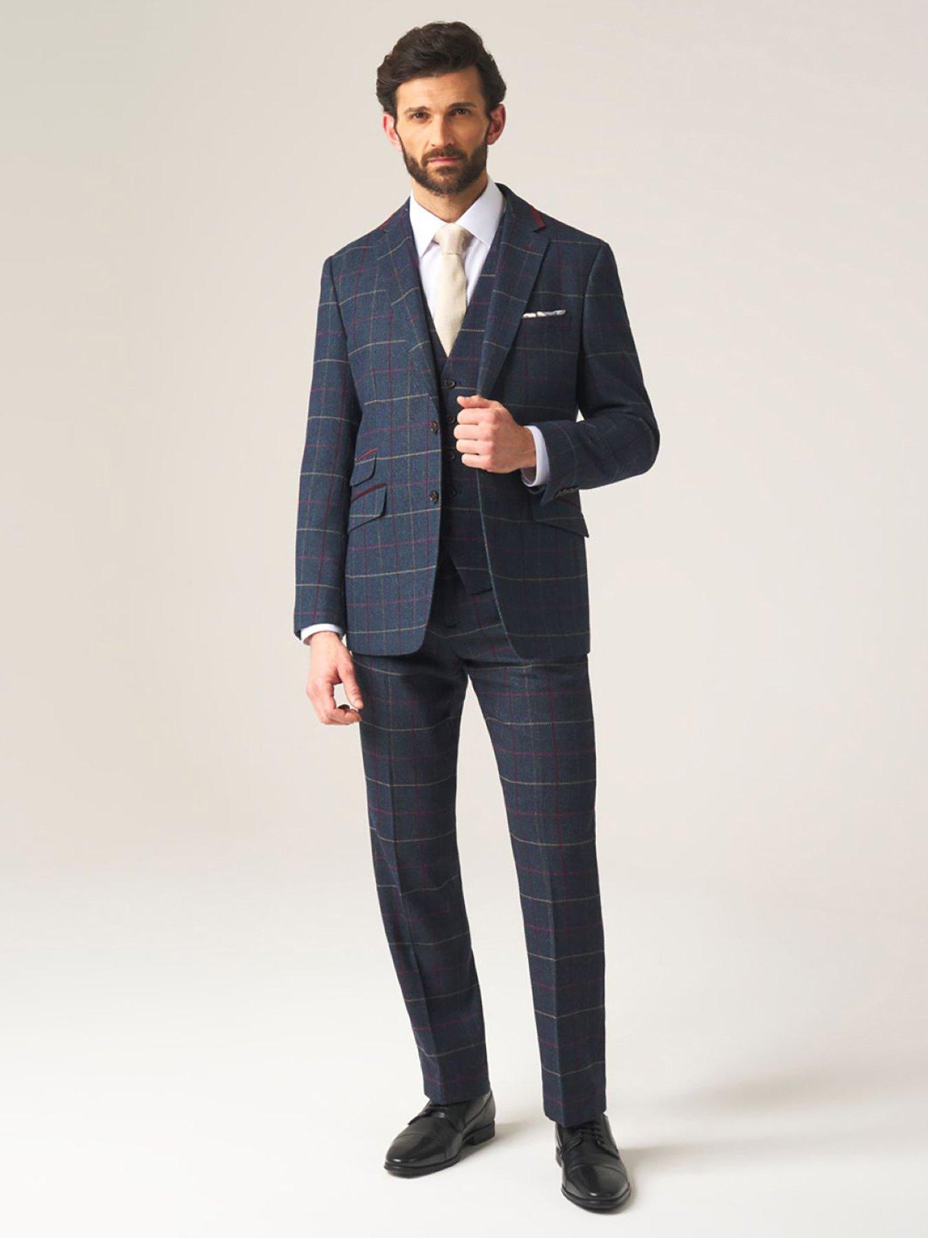 Image 3 of 3 of Skopes Doyle Check Tailored Suit Trousers - Dark Blue