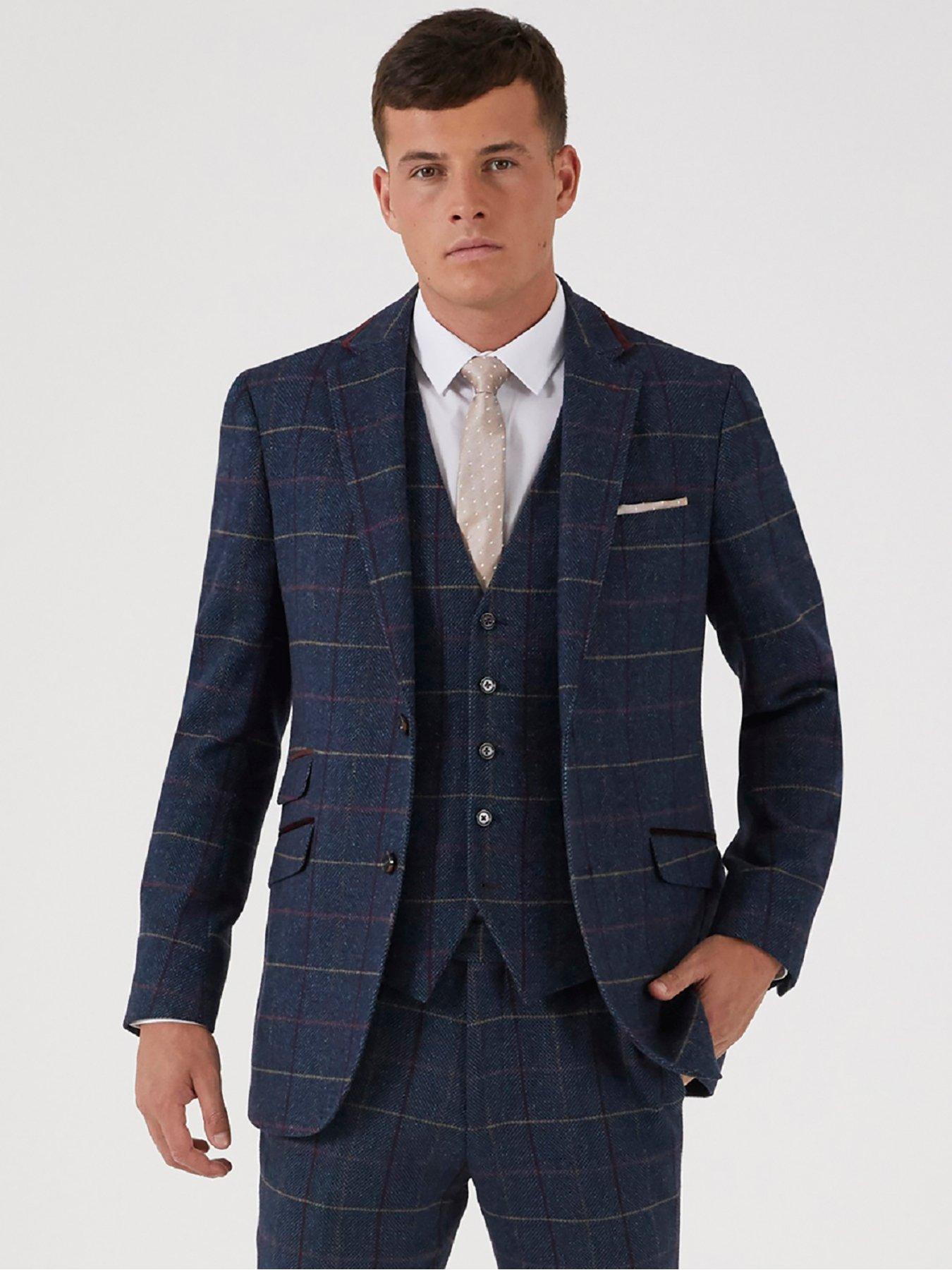 Image 1 of 4 of Skopes Doyle Check Tailored Suit Jacket - Dark Blue