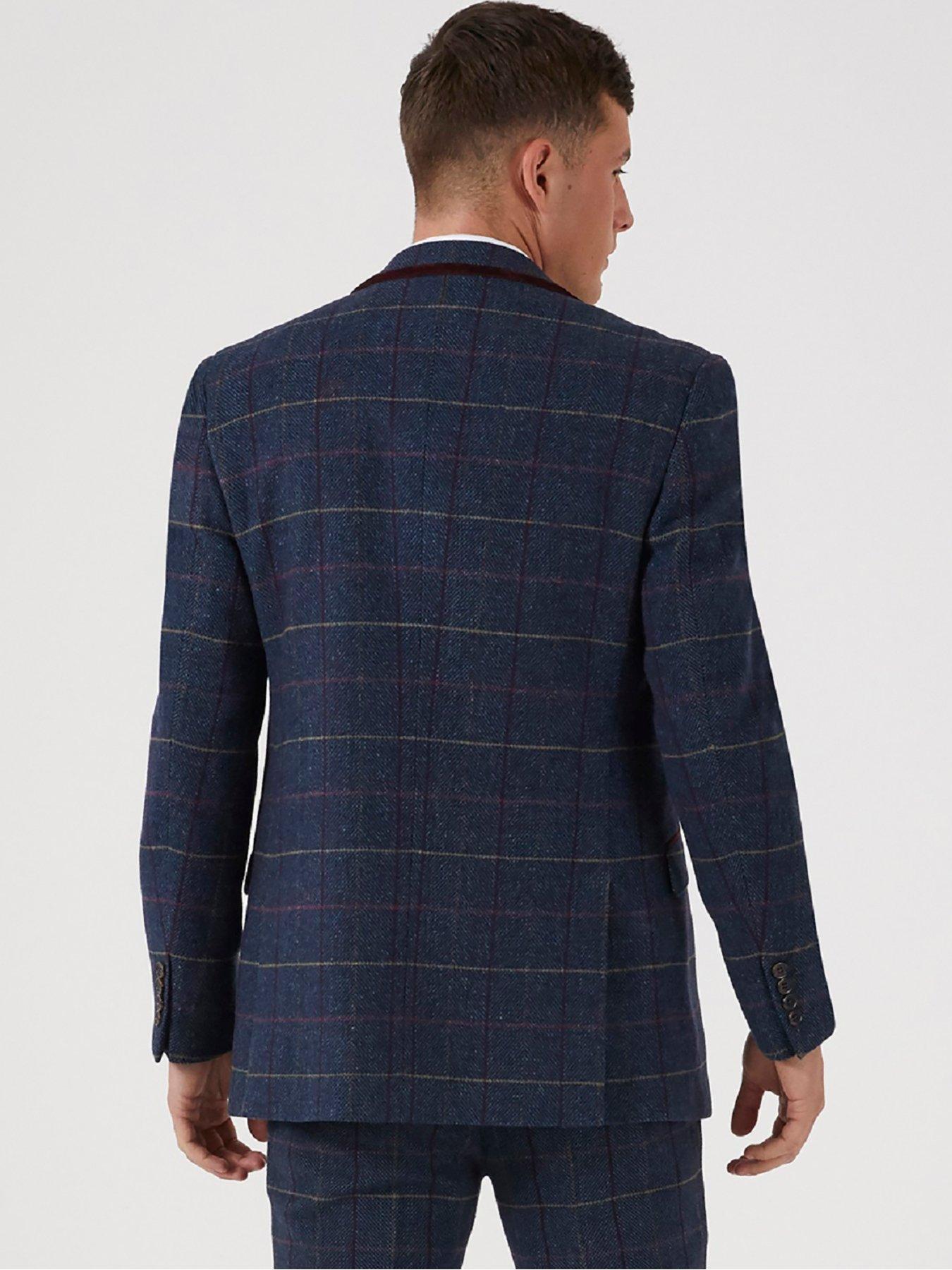 Image 2 of 4 of Skopes Doyle Check Tailored Suit Jacket - Dark Blue