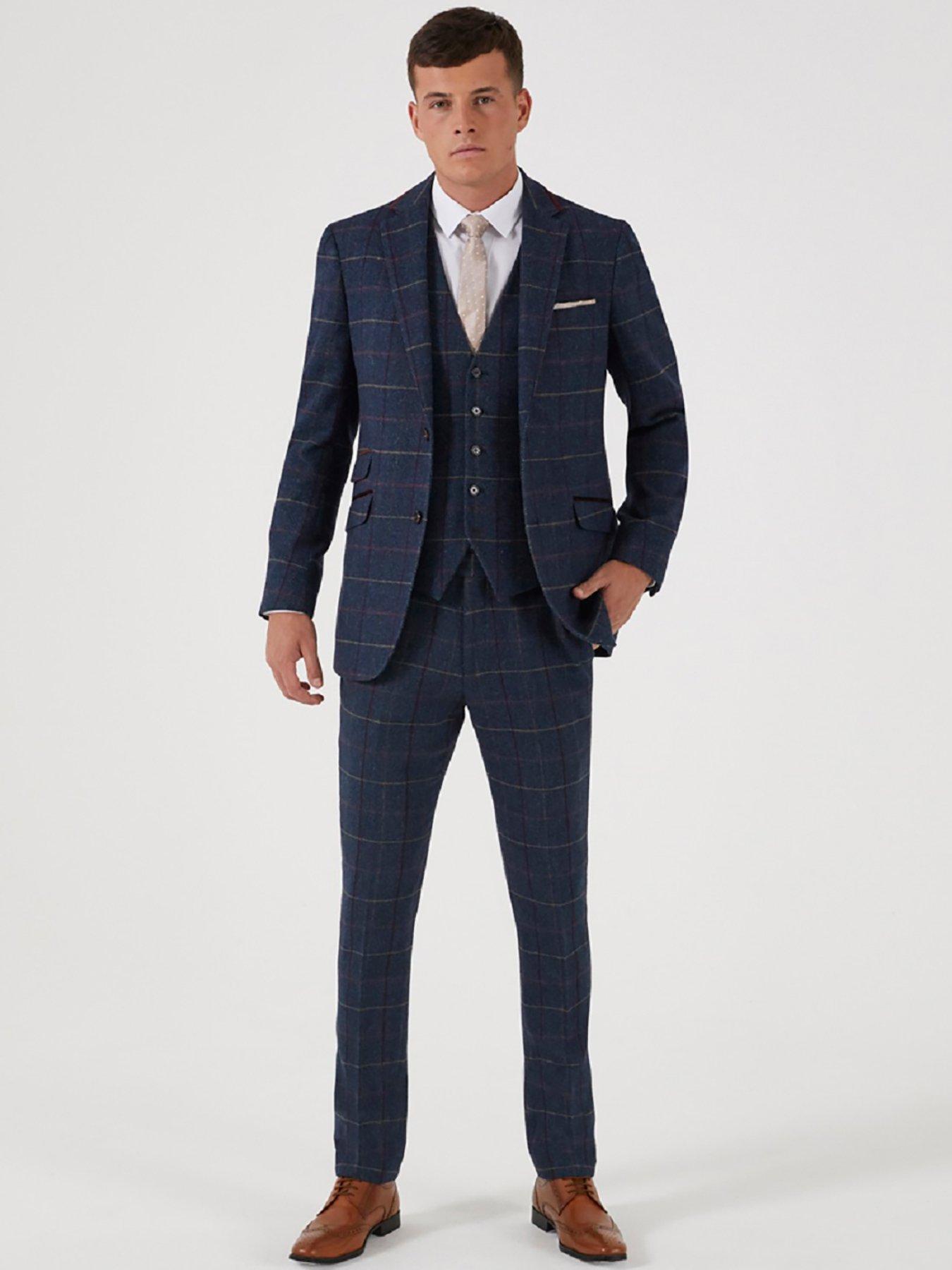 Image 3 of 4 of Skopes Doyle Check Tailored Suit Jacket - Dark Blue