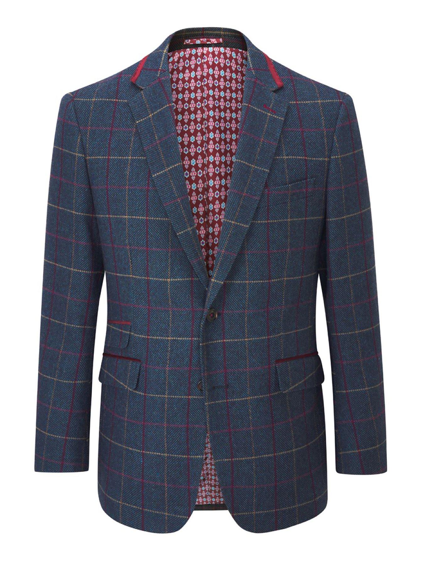 Image 5 of 5 of Skopes Doyle Check Tailored Suit Jacket - Dark Blue