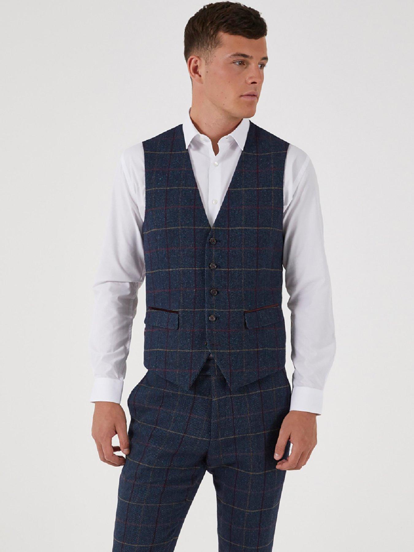 Skopes Doyle Check Standard Waistcoat - Dark Blue