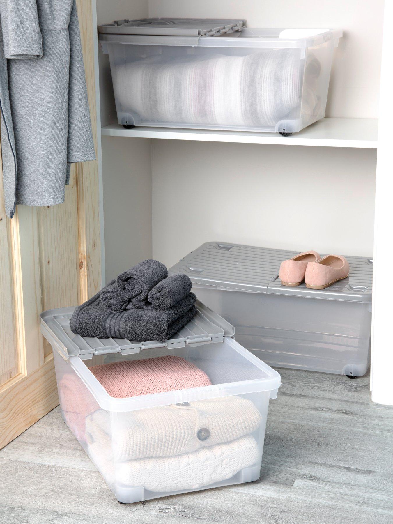 Product photograph of Wham Set Of 3 45l Wheeled Boxes With Folding Lid - 45 Litre from very.co.uk