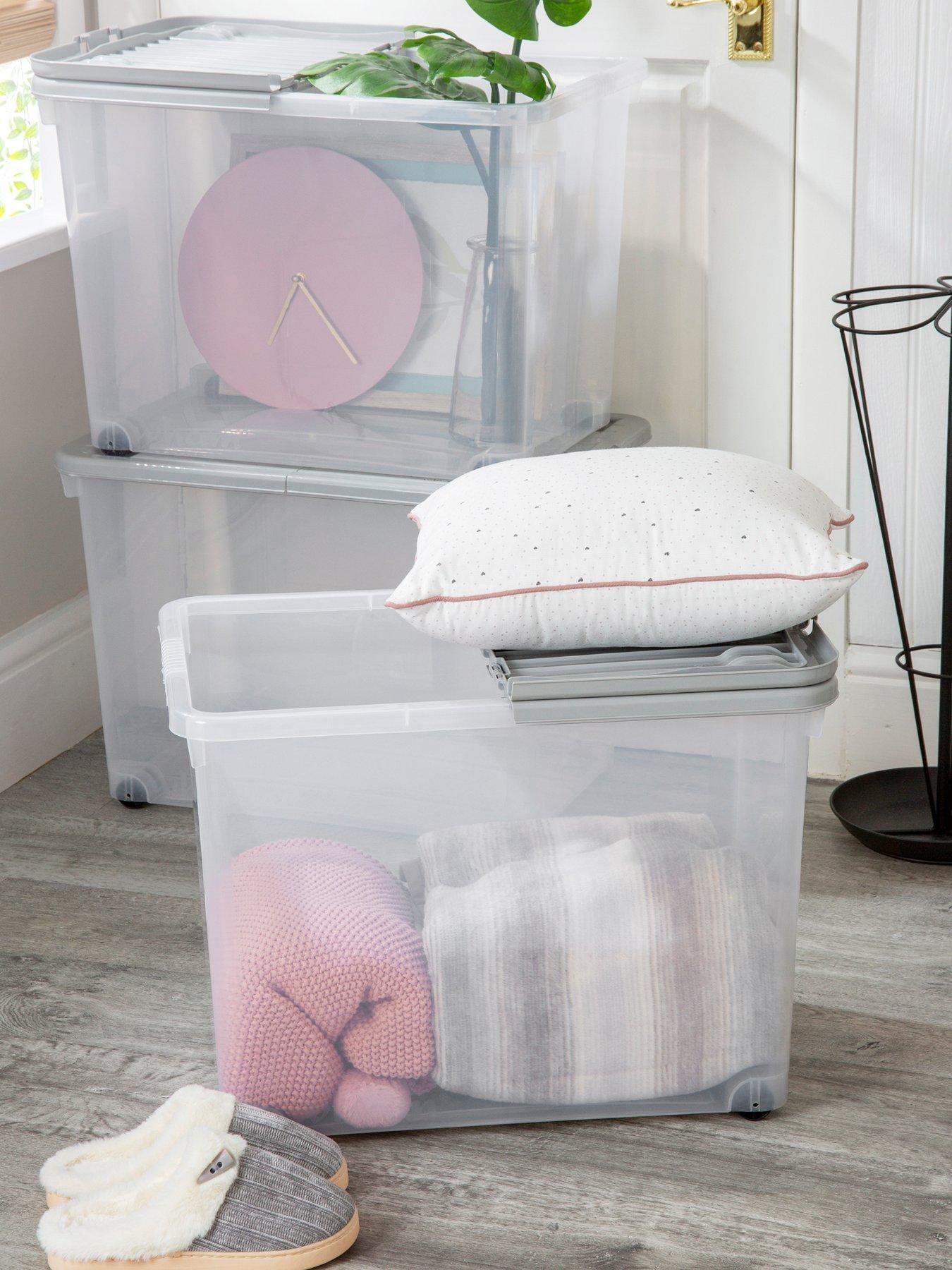 Wham Set Of 3 80l Wheeled Boxes With Folding Lid - 80 Litre