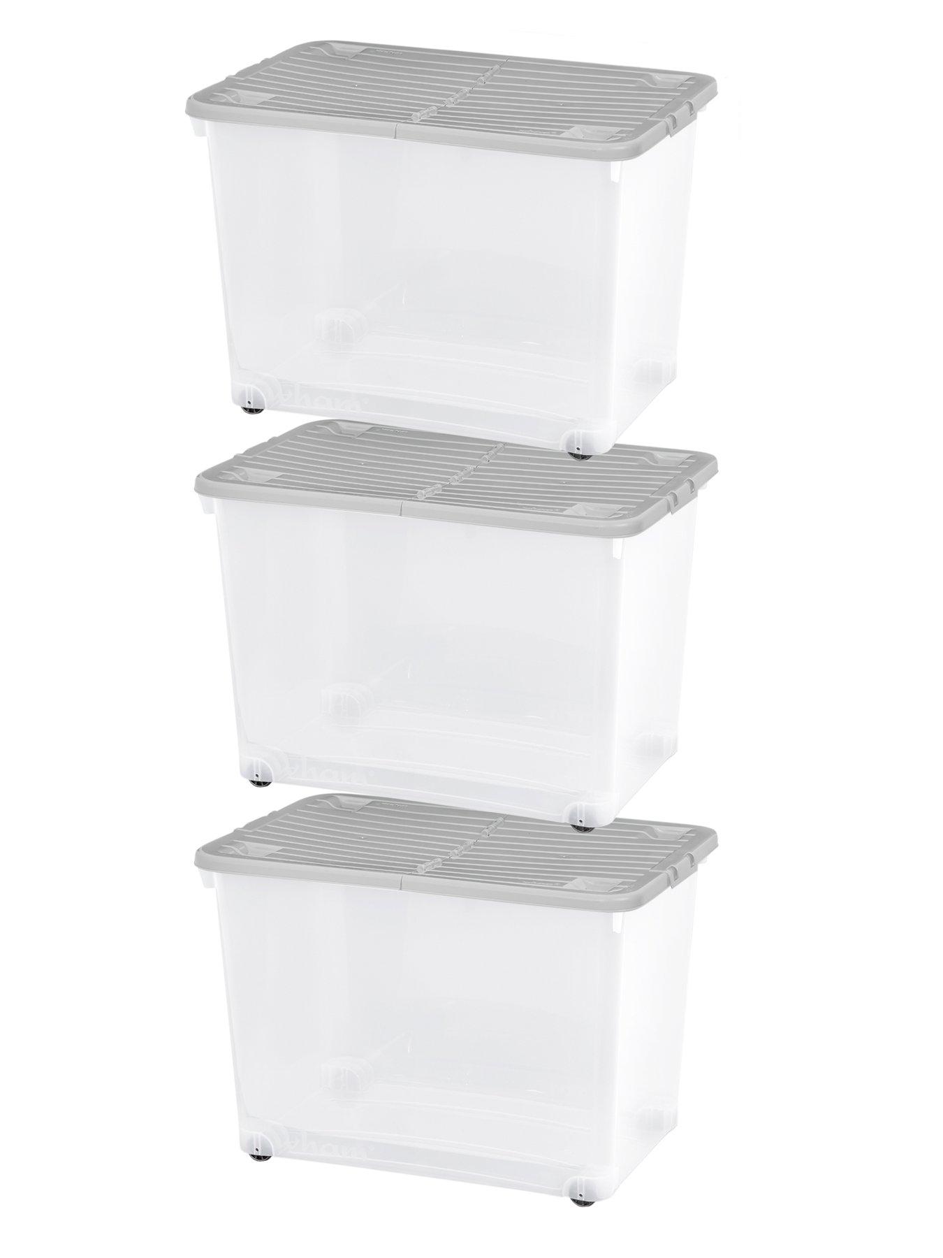 Image 5 of 6 of Wham Set Of 3 80l Wheeled Boxes With Folding Lid - 80 Litre