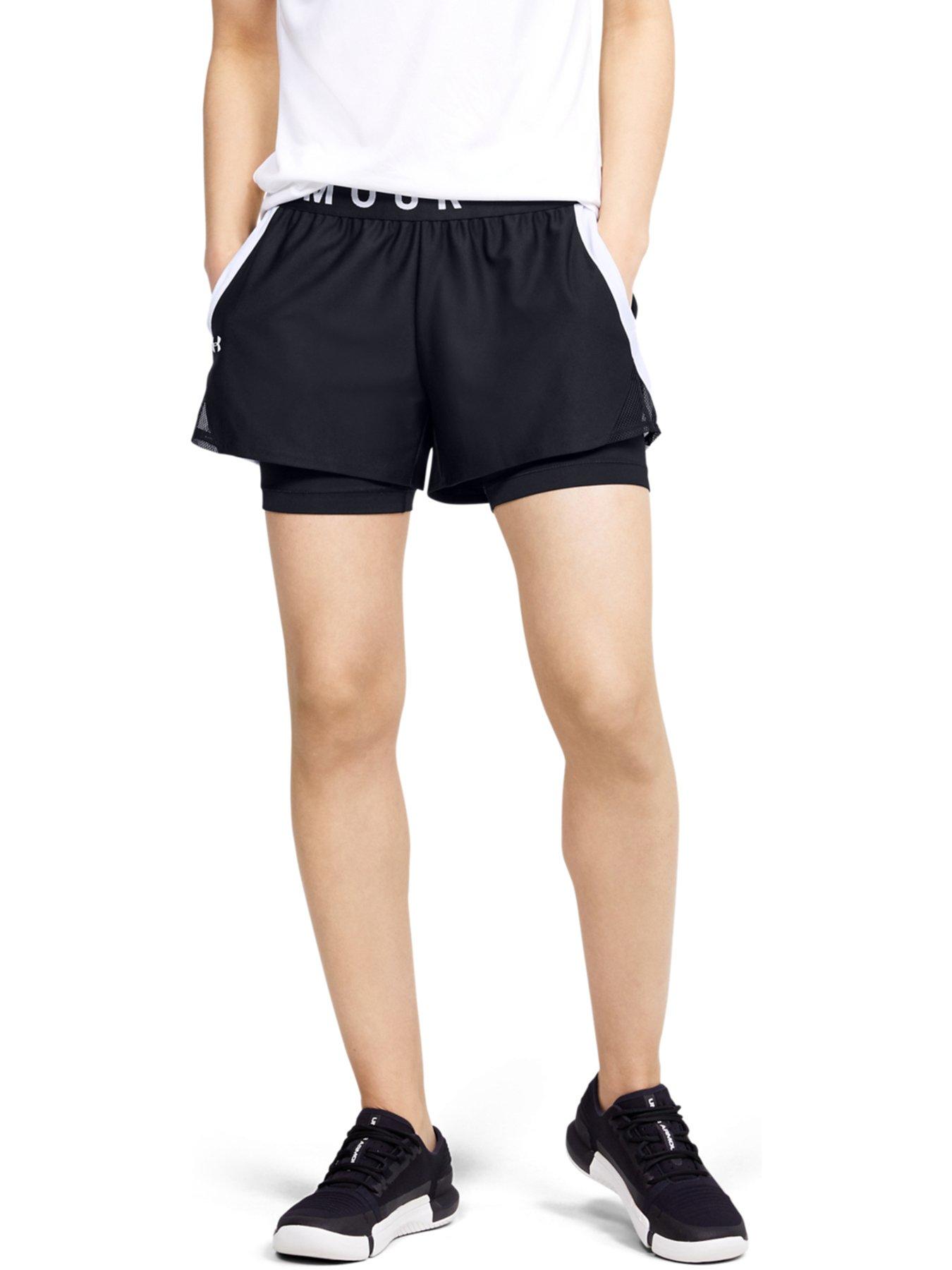 Women Play Up 2-in-1 Shorts - Black/White