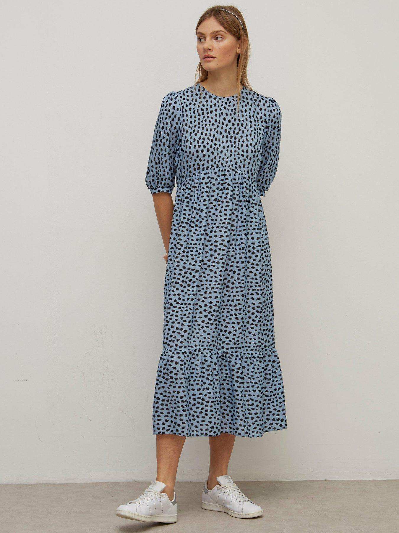 Nobodys Child Rachel Smudge Print Midi Dress - Blue | very.co.uk