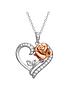  image of disney-beauty-and-the-beast-sterling-silver-crystal-heart-and-rose-gold-rose-necklace