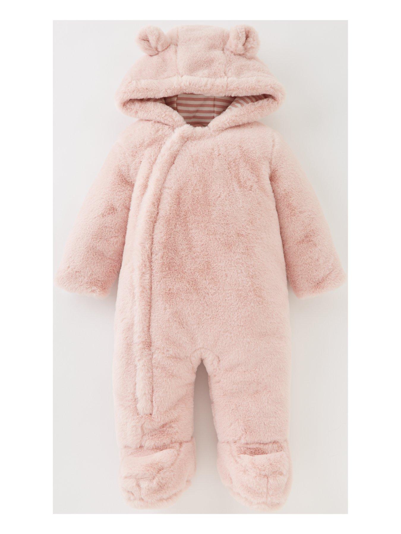 The Very Collection Baby Girls Faux Fur Cuddle Suit - Pink