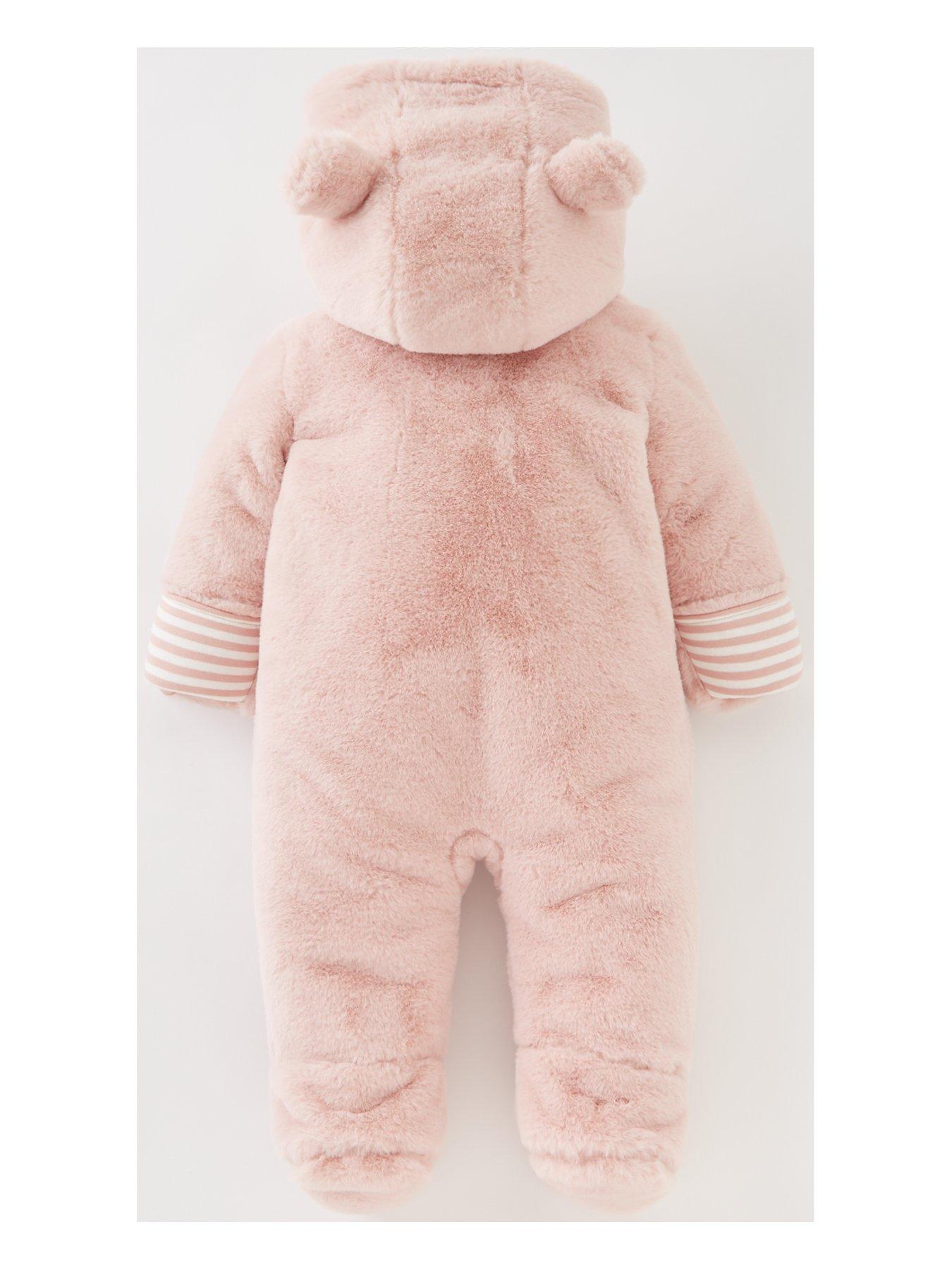Baby Clothes Baby Girls Faux Fur Cuddle Suit - Pink