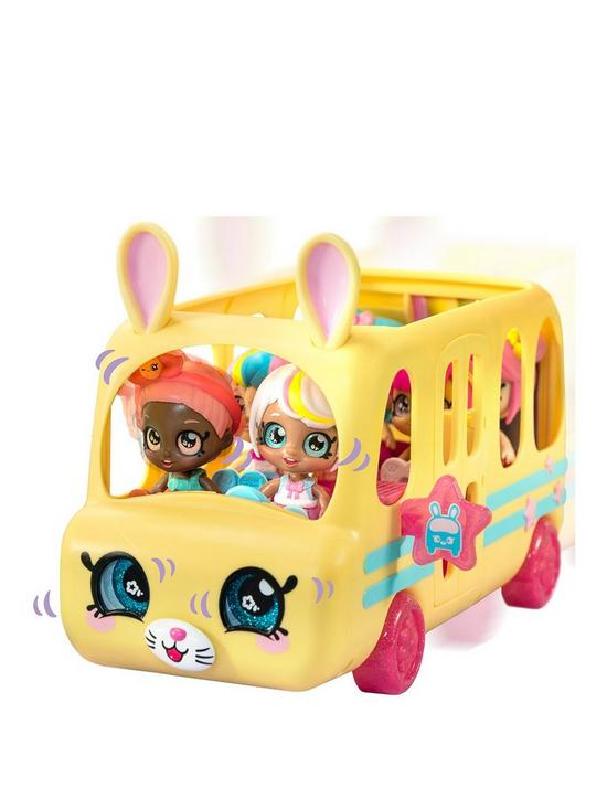 front image of kindi-kids-minis-collectable-school-bus-and-posable-bobble-head-figurine