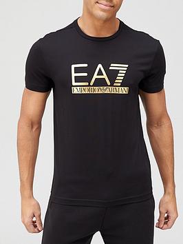 EA7 Emporio Armani Lux Gold Label T-Shirt - Black | very.co.uk