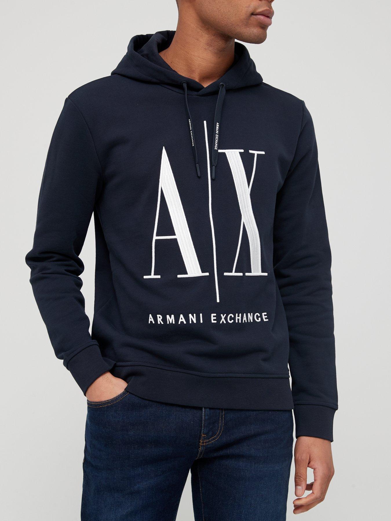 Navy armani store hoodie