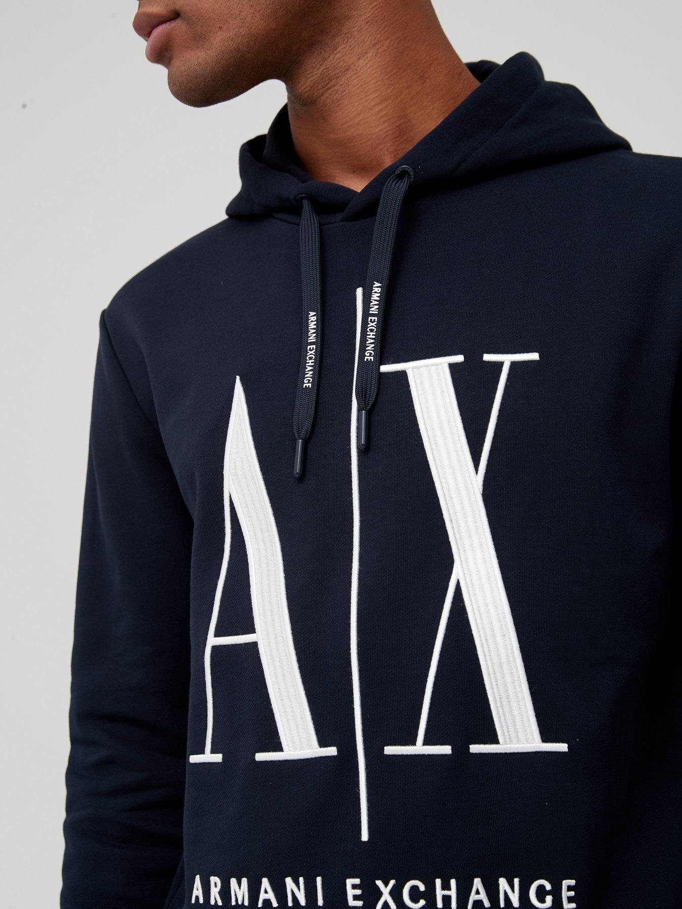 Image 4 of 4 of Armani Exchange Icon Logo Overhead Hoodie - Navy