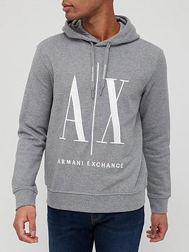 armani exchange icon logo overhead hoodie - grey