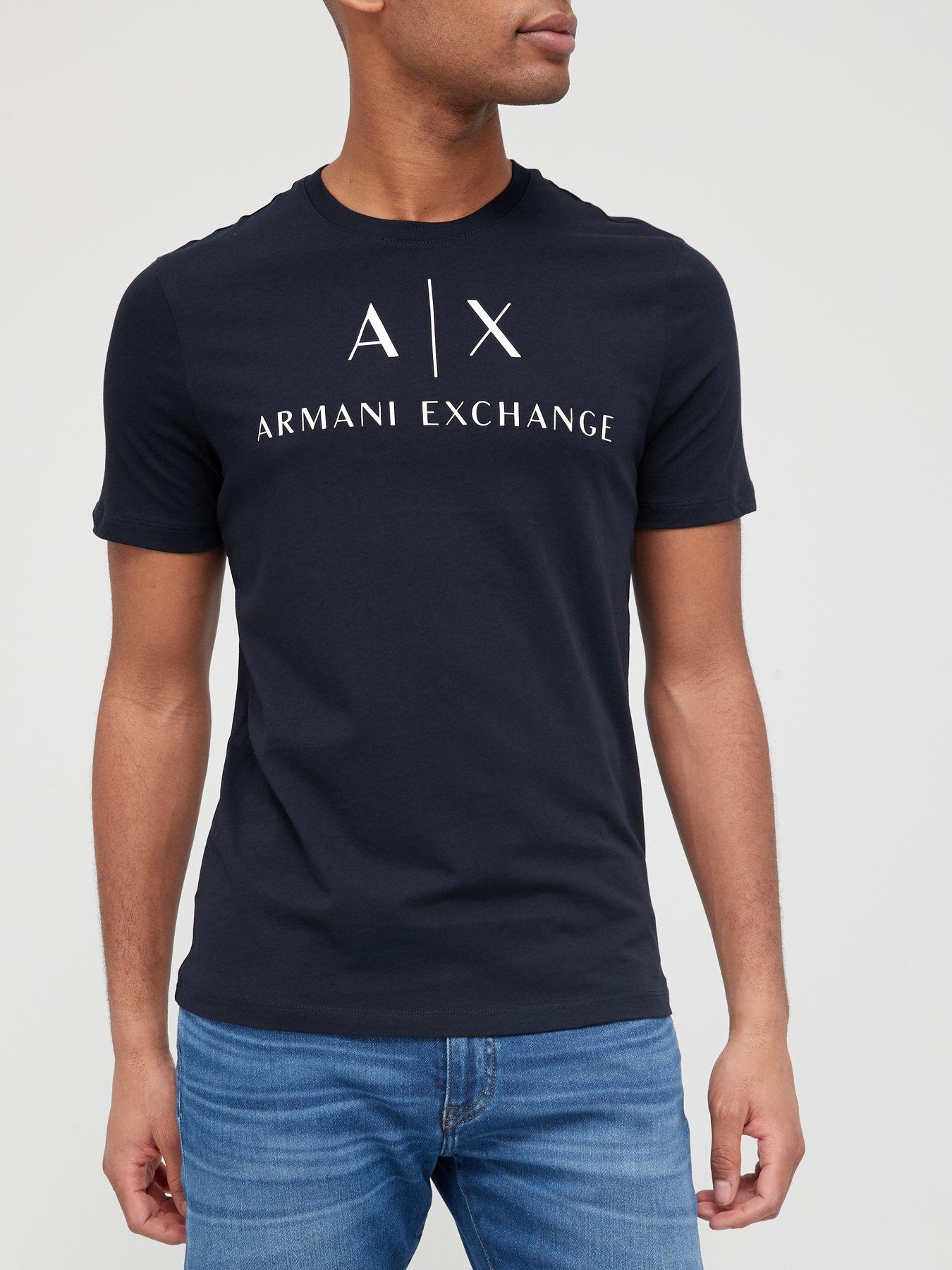 undefined AX Logo Print Slim Fit T-Shirt - Navy