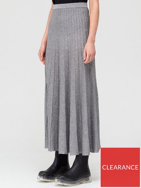 joseph-metallic-lurex-pleat-skirt-silver