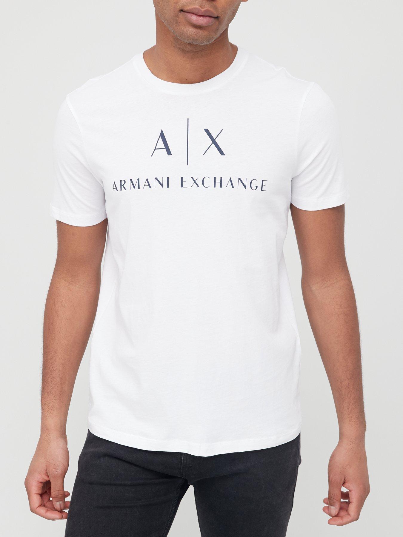 Image 1 of 4 of Armani Exchange AX Logo Print Slim Fit T-Shirt - White